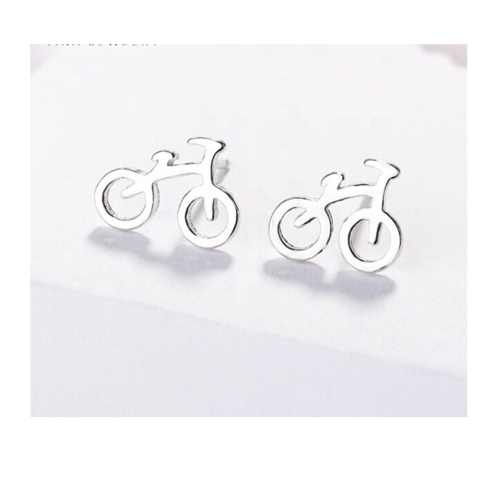 Bike Earrings I Love My Bike earrings Bicycle recycled Sterling Silver handmade in USA